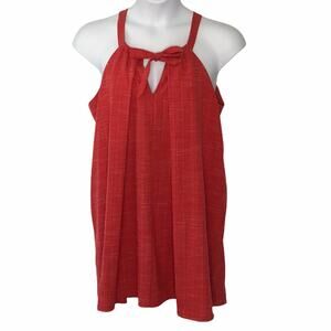 Arloh Valencia Red Neck Self Tie Tank Halter Swing Dress NWT size Large